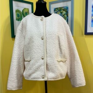 Future Collective Cream Teddy Jacket with Gold Accents Size XXL